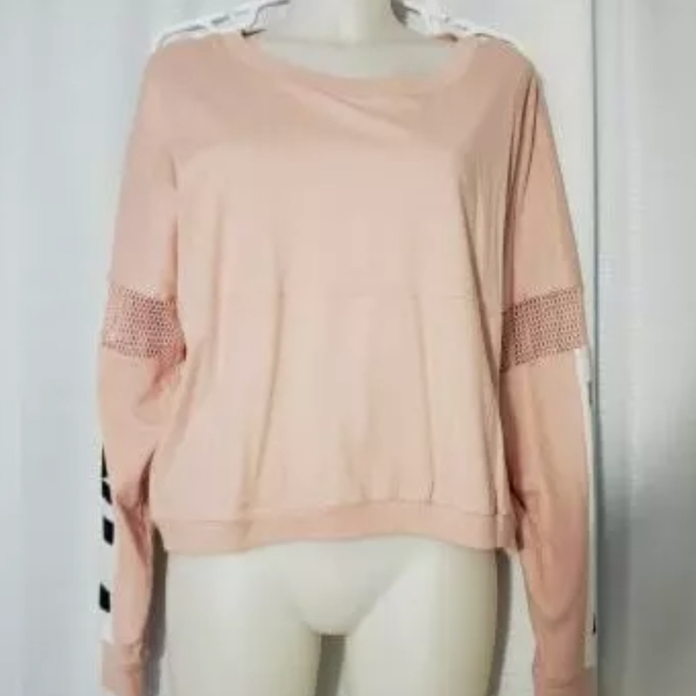 New VICTORIA'S SECRET VARSITY MESH CROPPED CREW L - Picture 2 of 3